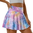 thumbnail image 3 of Xoenoiee Tie Dye Print Women's Tennis Skirts High Waisted Tummy Control Pleated Athletic Golf Skorts Skirts for Running Pickleball with 2 Pockets, XL, 3 of 6