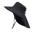 thumbnail image 2 of Men's Wide Brim Sun Hat with Neck Flap & Chin Strap - UPF 50+ Breathable Mesh Outdoor Cap for Fishing, Hiking, Travel Black One Size, 2 of 3