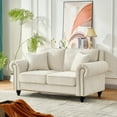 thumbnail image 2 of Newest 63" Modern 2-Seater Sofa with Rolled Arms,Chenille Upholstered Couch with Wood Legs , Nailhead Trim for Living Room, Apartment,Beige, 2 of 9