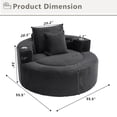 thumbnail image 2 of Leumius Oversized Round Chaise Lounge Sofa,Upholstered Lounge Chair with 2 Pillows and Cupholders,Boneless Sofa Couch with Memory Foam,Deep Seat Sleeper Chair for Living Room,No Assembly,Black, 2 of 8