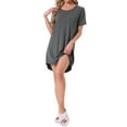 thumbnail image 2 of INSPIRE CHIC Women's Sleepshirt T-shirt Dress Colorful Striped Short Sleeve Nightshirt Nightgown 2XL Gray, 2 of 6
