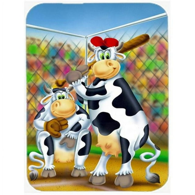 Carolines Treasures APH0534LCB Cow Playing Baseball Glass Cutting Board, Large
