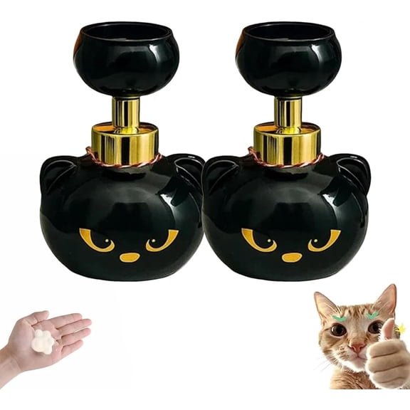 OYPGUE Cat Paw Soap Dispenser, Cute Cat Paw Print Foam Soap Dispenser, Halloween Black Cat Design, Refillable, for Bathroom Kitchen