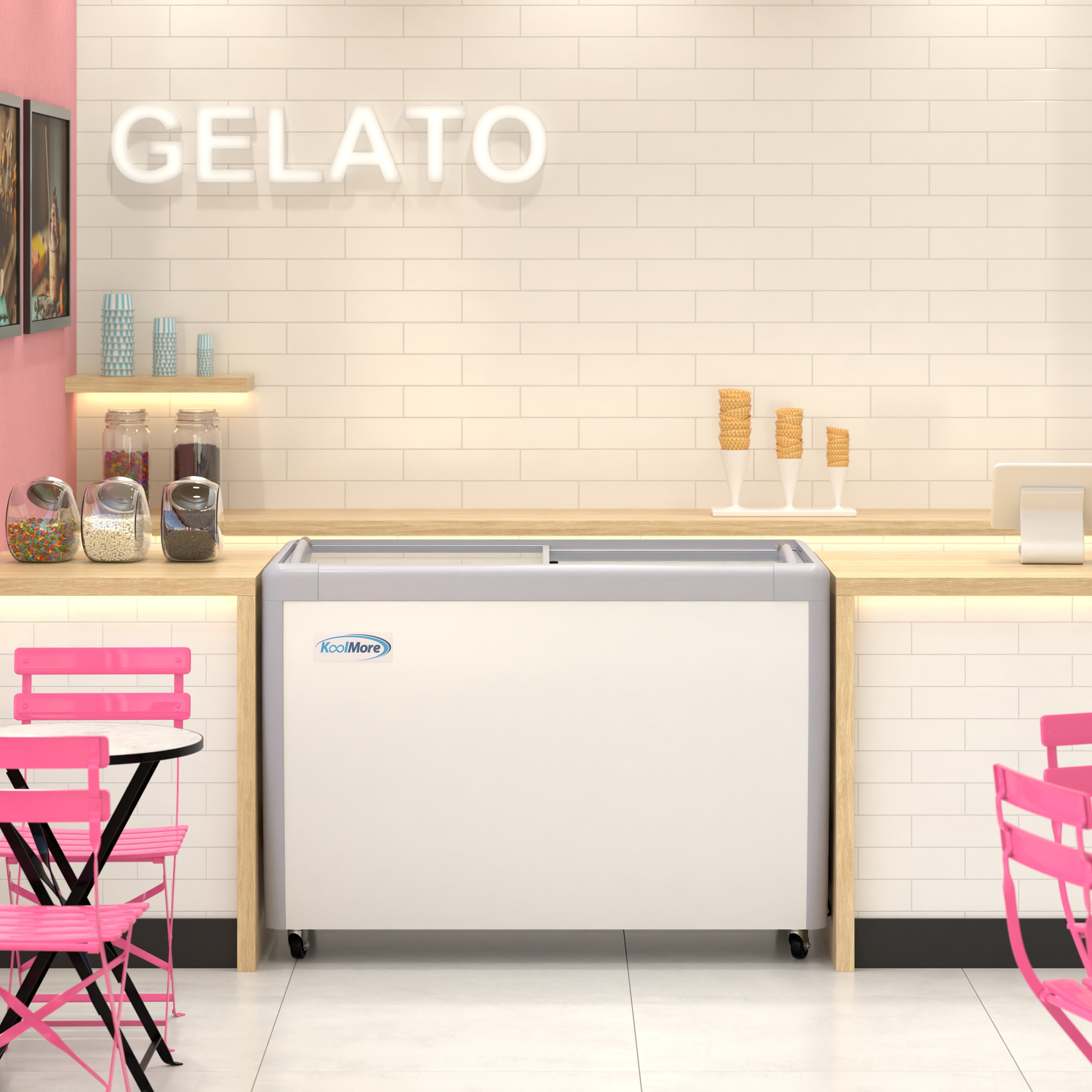 50 in. Gelato Dipping Cabinet Display Freezer with Sliding Glass Door, 13 cu. ft. KM-GDC-49SD