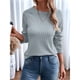 thumbnail image 4 of Camisetas de Larga para Mujer, Ropa de Moda de Otoño, Tops Modernos, Camiseta Básica de Punto con Cuello Redondo Gris S, 4 of 9