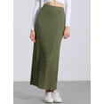 thumbnail image 4 of DARING DIVA Women's High Waisted Long Skirt Slit Bodycon Knit Pencil Skirt 3XL Army Green, 4 of 6