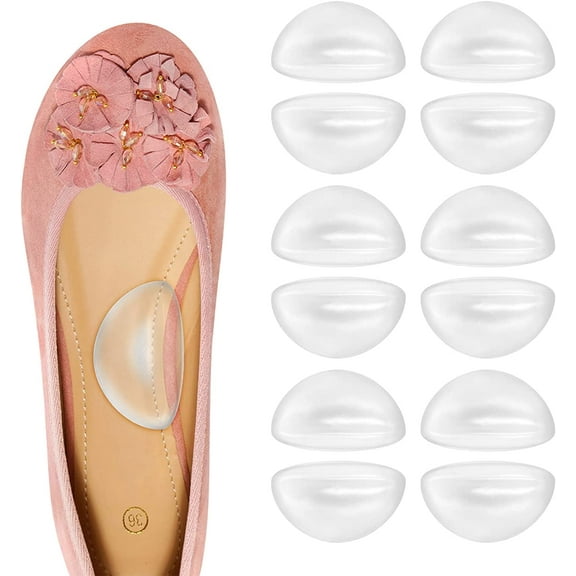 Pinkiou Plantar Fasciitis Arch Support Shoe Insoles, 6 Pairs Gel Arch Pads for Flat Feet Women & Men, Adhesive Foot Insert for Shoes, Sandals, Flip Flops