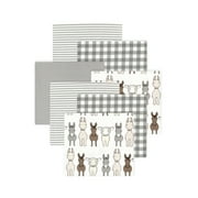 Little Treasure Hudson Baby Cotton Poly Flannel Receiving Blankets 7-Pack, Beige Farm Friends, 30x30 inches