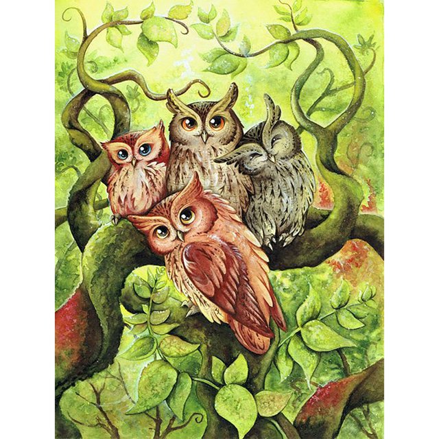 5D árbol búho mosaico diamante pintura dibujo completo redondo taladro DIY arte artesanía Likrtyny Arte deco