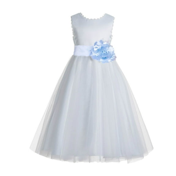 Ekidsbridal White V-Back Lace Edge Formal Flower Girl Dress Mini Bridal Gown for Wedding Toddlers 183T 10