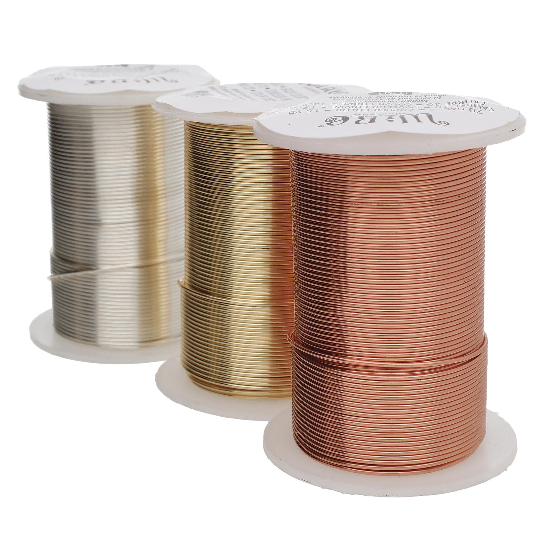 The Beadsmith Wire Elements 26-Gauge Lacquered Tarnish-Resistant Copper Wire for Jewelry Making, 4-34 Yard, 31.09 Meter Spools (Gold, Silver, & Copper Color)