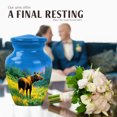 thumbnail image 4 of JAGASY Moose Urn for Ashes for Women, Blue Small Urns for Human Ashes Keepsake, Forest Decorative Urns for Parents, Yellow Flowers Cremation Urn for Mom & Dad, (3 Inch), 4 of 7