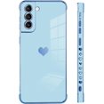 thumbnail image 4 of Compatible with Samsung Galaxy S21 Case Love Heart Plating Electroplate Luxury Elegant Case Camera Protector Soft TPU Shockproof Protective Corner Back Cover Galaxy S21 Case -Blue, 4 of 10