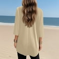 thumbnail image 5 of Women's 3/4 Sleeve V-Neck Tunic Top with Pockets - Summer Casual Blouse for Leggings | Yubnlvae | Womens Summer V Neck Tops Sleeveless T Shirt Casual Loose Fitting (Khaki | L), 5 of 7