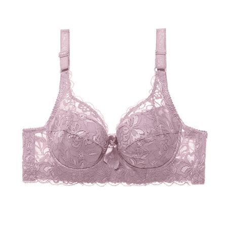 Fulorrnie Bras for Women Lift Underwire Supportive Push Up Front Closure Padded Full Coverage Balconette Bra  WINE  90C