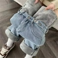 thumbnail image 4 of Outfmvch Fleece Jeans Women Tummy Control Jeans Womens Fall Pants Fleece Lined Jeans Women Baggy Jean Shorts Cropped Pants for Women Barrel Jeans Light Blue 2xl, 4 of 6