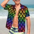 thumbnail image 7 of Fuzoiu Dragon Scales Print Hawaiian Shirt for Men, Summer Beach Casual Short Sleeve Button Down Shirts, Men’s Beach Summer Shirts with Pocket,3X-Large, 7 of 7