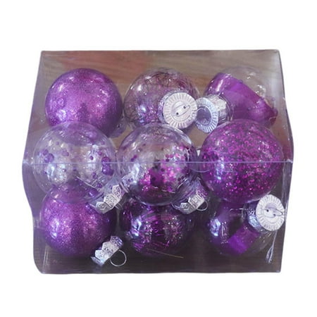 

Mightlink 12Pcs/Box 6cm Christmas Transparent Ball Multi-colors Glitter Powder Hollow Dreamy Unbreakable Wedding Decor PET Plastic Xmas Tree Decor Hanging Round Ball Pendant Party Favor