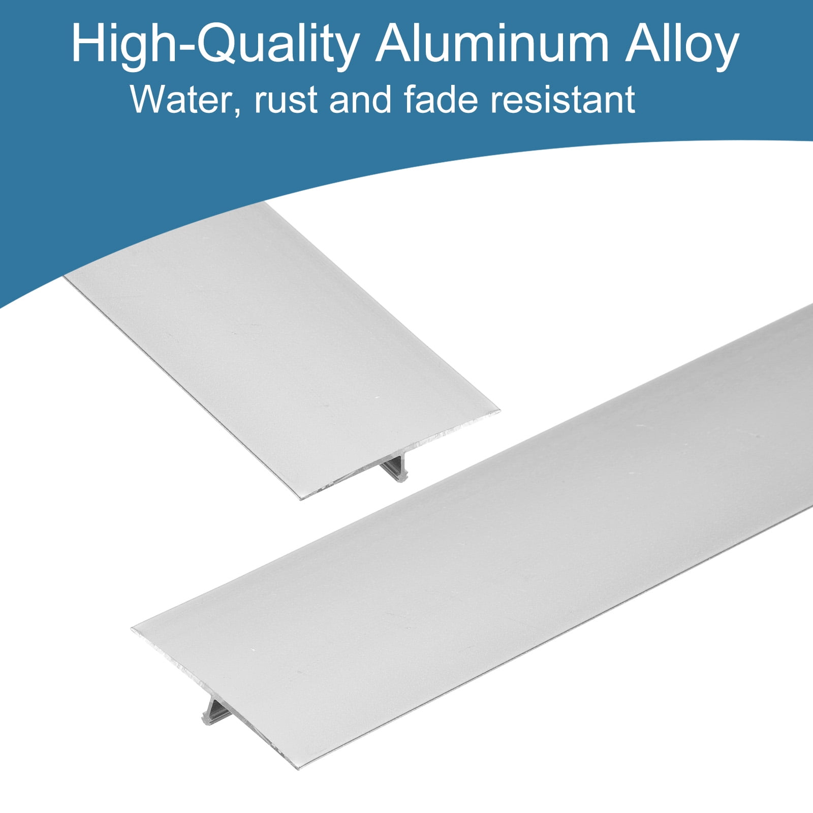 Unique Bargains Aluminum T Molding Floor Transition Strip Moulding 1.6"x3 Ft Silver