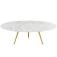thumbnail image 2 of Modway Lippa 47" Artificial Marble Coffee Table with Tripod Base in Gold/White, 2 of 3