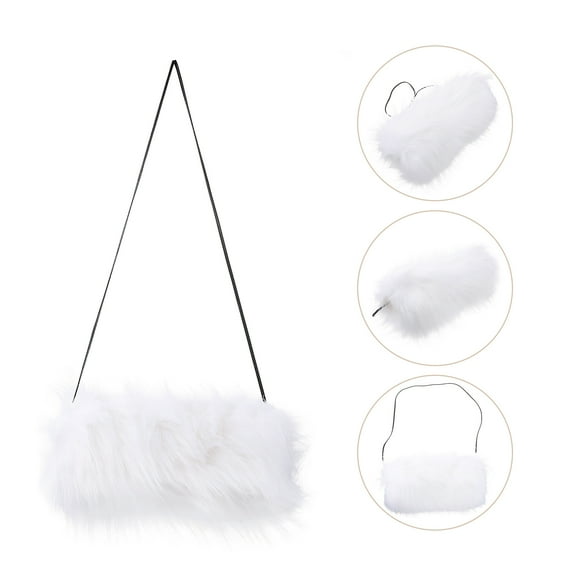 NIYANGLE Snowproof Handmuffs Faux Fur White Women Shopping Outside 1Pack