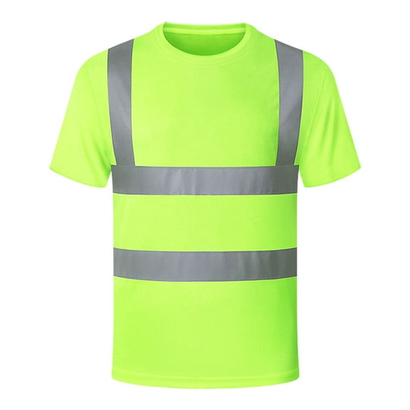 1/2/3/4 Pack High Visibility Shirts Quick Dry Safety T Shirts with 4 Reflective Strips Short Sleeve Mesh Hi Vis Work Shirt for Men