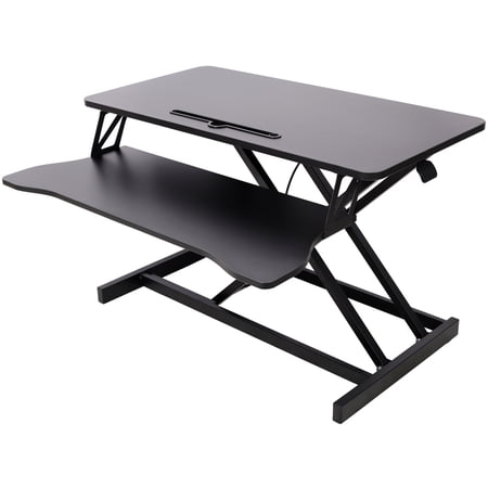 Adjustable Height Standing Desk Converter Sit to Stand Workstation with Keyboard Tray Ergonomic Laptop Riser with Gas Spring Lift Black