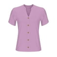 thumbnail image 4 of Xixinqiwan Women Plus Size Summer Tops,Womens Short Sleeve Cotton Blouse Button Down Shirt Collared V Neck Tops Shirts Business Blouses Dressy for Women, 4 of 6