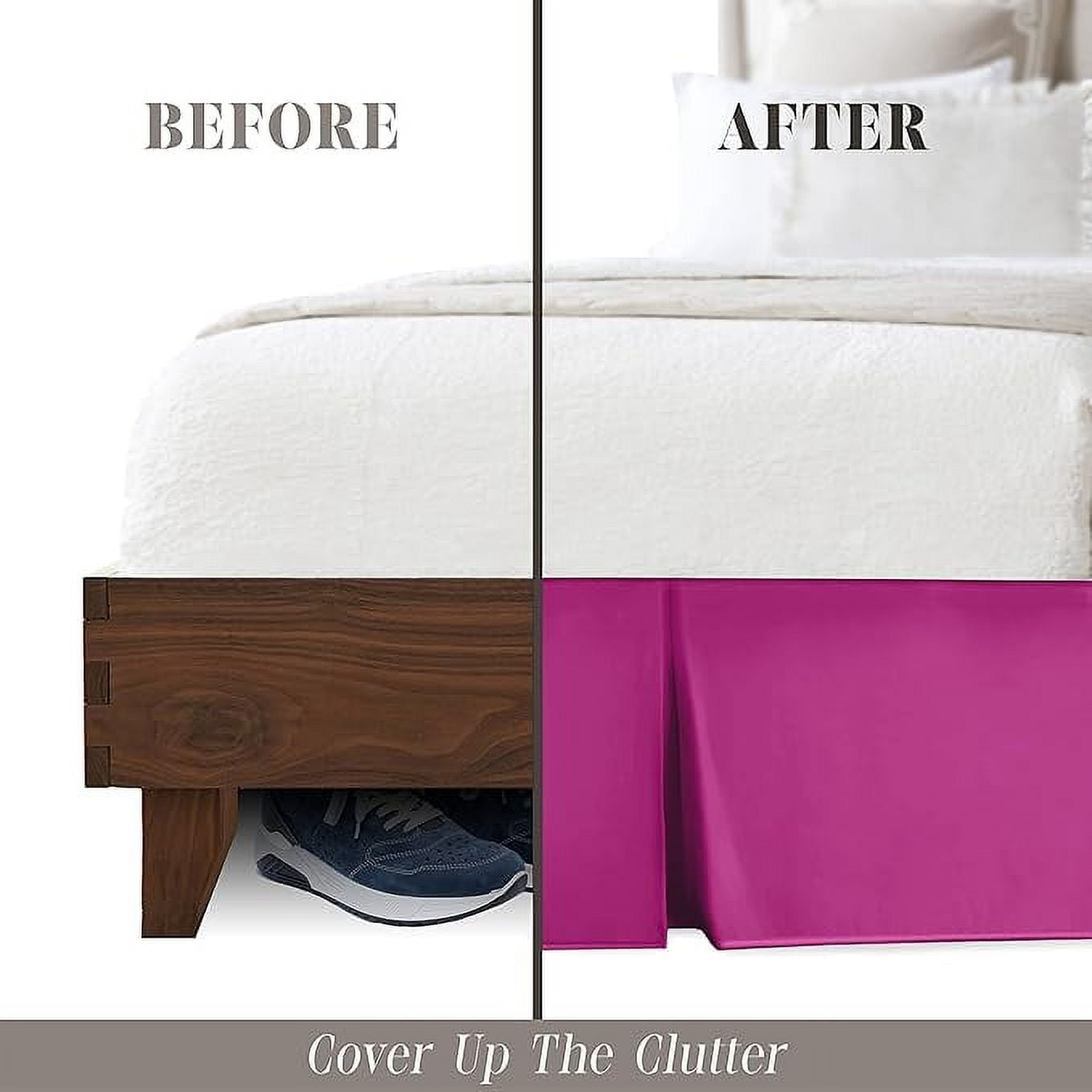 Elegant Comfort 1-Piece Solid Bed Skirt, 1500 Series, Minimalist Design with a Modern Look- Easy Care, Wrinkle and Stain Resistant, Bedskirt, Queen, Fuchsia Pink