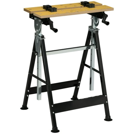 Homiyad Work Bench Tool Stand with Adjustable Height and Angle, Carpenter Saw Table with 4 Clamps, Steel Frame, 220lbs Capacity