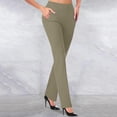 thumbnail image 2 of Womens Yoga Dress Pants Stretchy Pull On Straight Leg Business Casual Pants High Waist Dressy Slacks With Pockets, 2 of 5