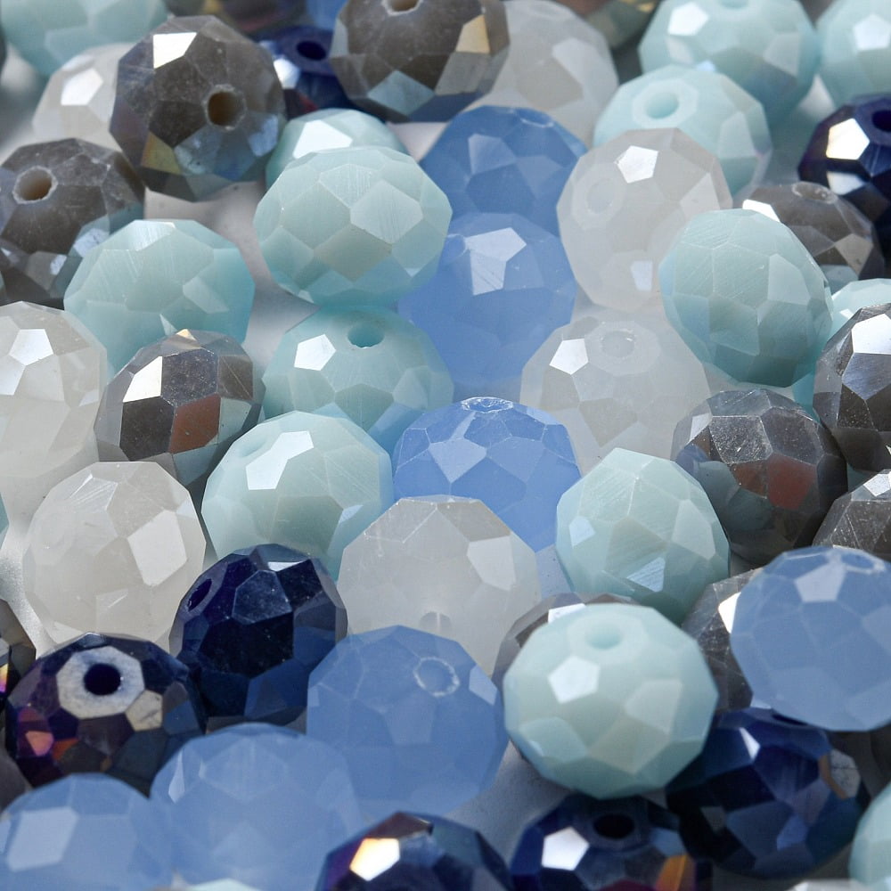 Glass Beads Faceted Rondelle Light Blue 10x8mm Hole: 1mm 560pcs/500g