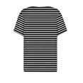 thumbnail image 3 of Camiseta de Manga Corta para las Mujeres con Cuello en V de Impresión de Rayas con Botón, Blusa Casual para el Hogar Y Diario, 3 of 5