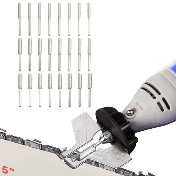24 Pack Silver Emery Chainsaw Sharpeners with 3 Sizes for Sharpening Polishing