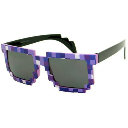 8-Bit Pixelated Purple Sunglasses Geek Square Nerd 90's Dark Arms Adult