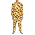 thumbnail image 3 of Naloa Modern Elegant Sunflower Men’s Pajamas Set - Long Sleeve Button Down Sleep Shirt and Pajama Bottoms Sleepwear Set-Medium, 3 of 7