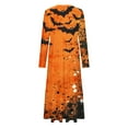 thumbnail image 4 of WXLWZYWL Womens Halloween Dress Plus Size Womens Dresses Fall 2024 Floral Printed Long Dress Long Sleeve Round Neck Sundress, 4 of 4