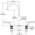 thumbnail image 2 of Elkay LKD232SBH5C Elkay 8" Centerset Concealed Deck Mount Faucet with Gooseneck Spout and 4" Lever Handles + Stop Chrome, 2 of 3