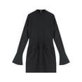 thumbnail image 2 of Doomiva Women's Long Sleeve Bodycon Zipper Back Mock Neck Mini Dress Clubwear Night Out Party Black M, 2 of 6