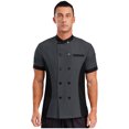 thumbnail image 1 of Hansber Unisex Lightweight Chef Coat Professional Cook Chef Jacket Kitchen Work Uniform for Men and Women Gray S, 1 of 5