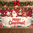 thumbnail image 3 of Festive Design Christmas Banner Holiday Decoration Santa Claus Snowman Christmas Tree for Holiday Celebration Indoor Party Decoration, 3 of 9