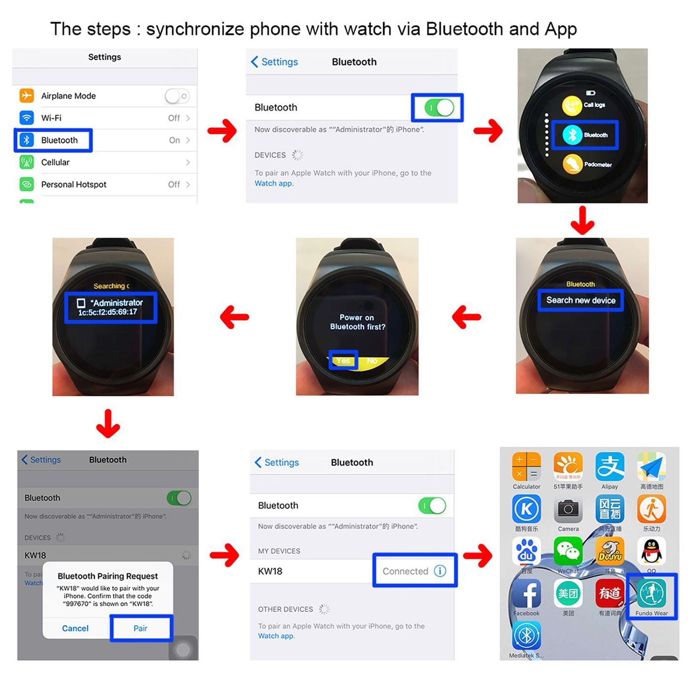 agptek bluetooth smart watch phone sim tf sleep monitor heart rate monitor for ios android