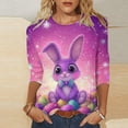 thumbnail image 2 of successthop Easter Clothes Women Bunny Casual 3/4 Sleeve Vacation Shirt Crewneck Top Loose Summer Holiday Clothes M, 2 of 5