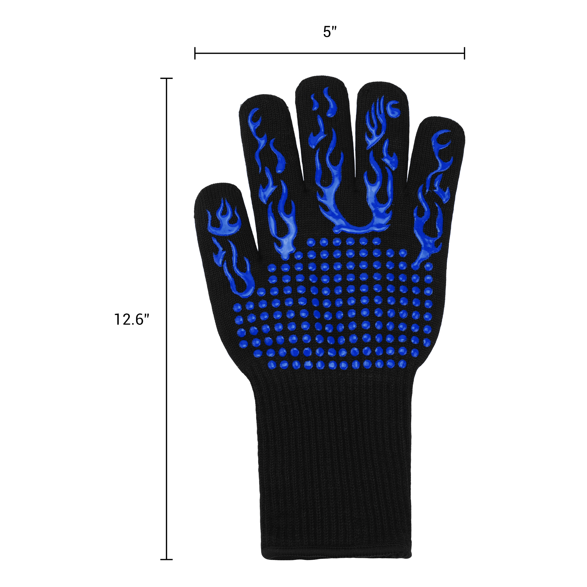 Unique Bargains Oven Mitts Heat-Resistant Cooking Gloves Blue 12.6x5inch