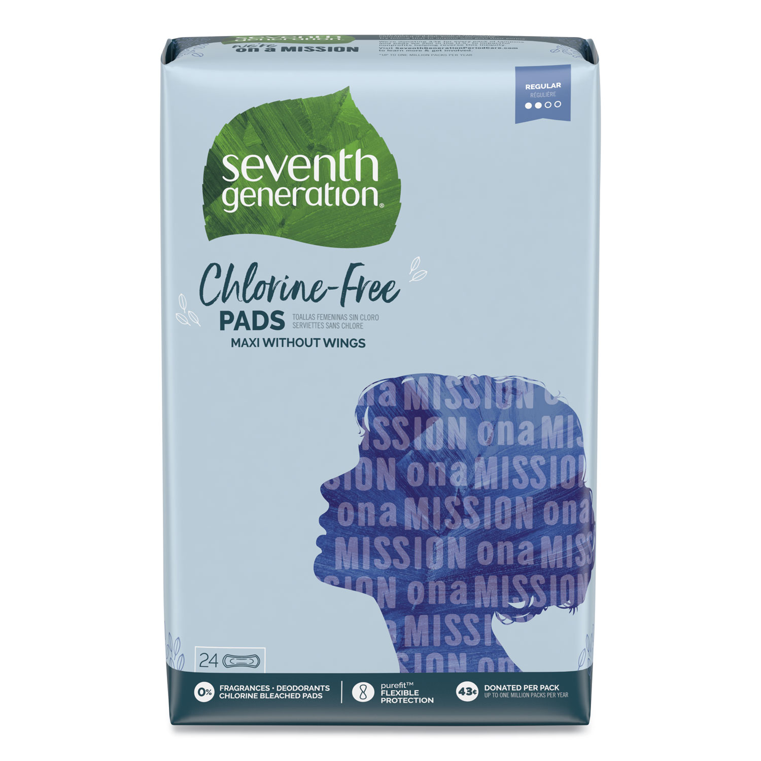Seventh Generation ChlorineFree Maxi Pads, Regular, 24/Pack, 6 Packs