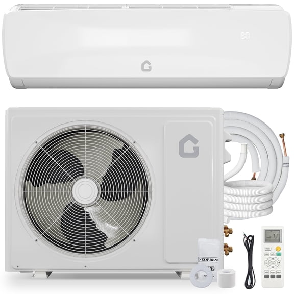 9000 BTU Mini Split Air Conditioner Heat Pump, 19 SEER2 115V Energy Efficient Inverter Ductless System Cools Up to 450 Sq. Ft, Pre-Charged Condenser, Complete Installation Kit