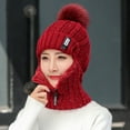 thumbnail image 4 of Women One Piece Slouchy Fleece Beanie Hats Scarf Mask Warm Winter Knitted Hat Thick Skull Ski Cap, 4 of 8