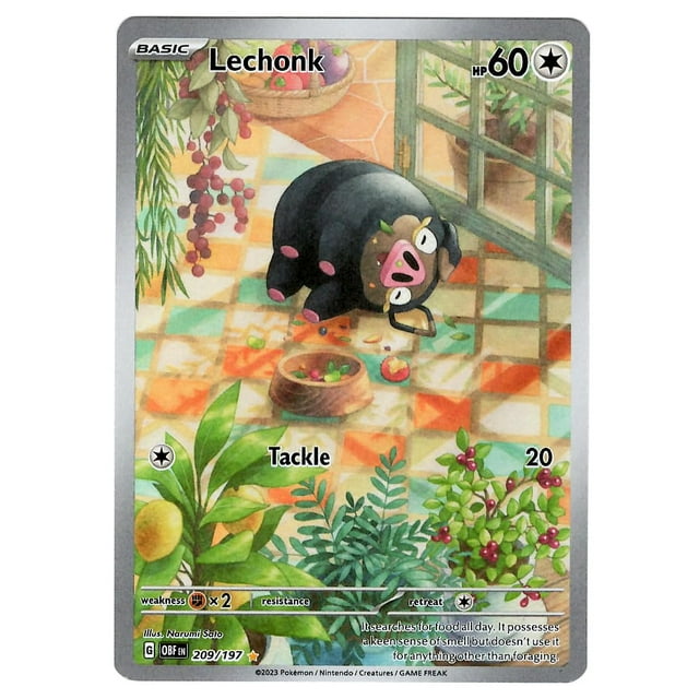 Carta coleccionable Pokémon Lechonk 209/197 Obsidian Flames Rare