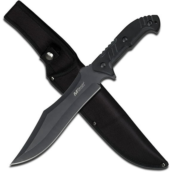M-Tech USA Black Steel Finished Fixed Blade Knife, G10 Handle for Tough Grip, Perfect EDC for Camping Fishing Hunting, Nylon Sheath Included for Easy Carry