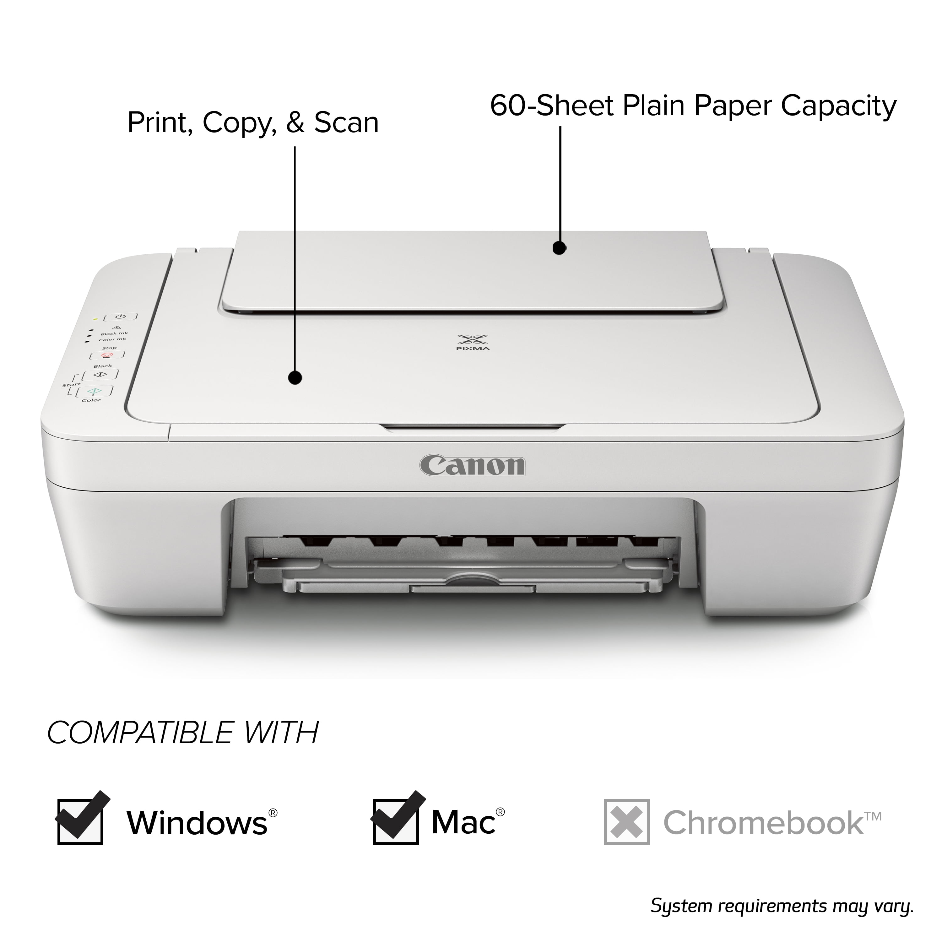 Canon MG2522 Wired All-in-One Inkjet Printer [USB Cable Included], White Walmart.com